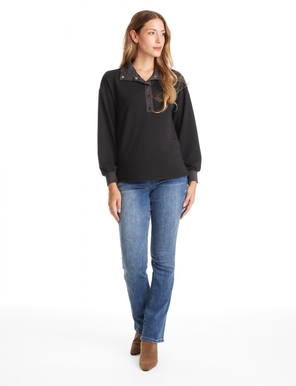 Buzo Esc V Btns NEGRO