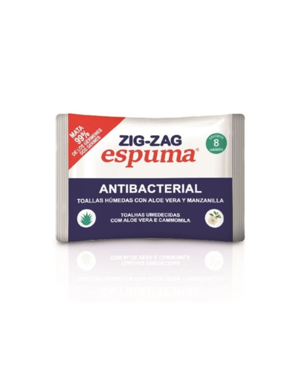 ZIG ZAG ESPUMA TOALLITAS HÚMEDAS ANTIBACTERIAL 8 UNIDADES 
