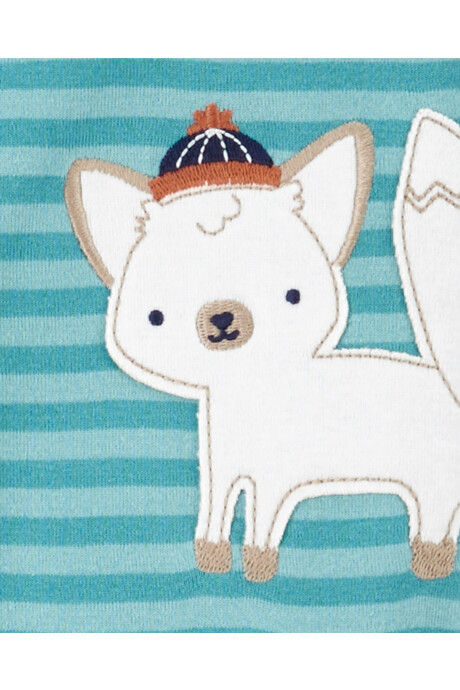 Pijama una pieza de algodón, con pie, estampa lobo Sin color