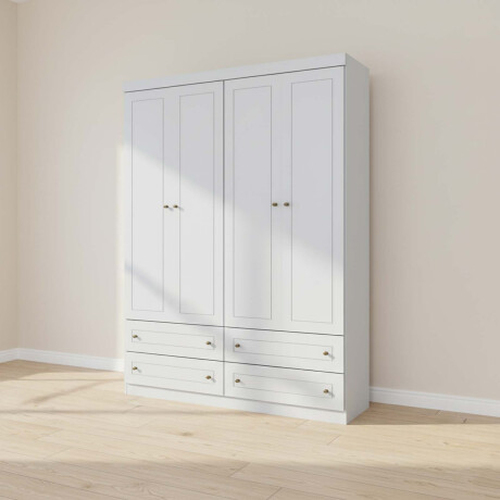 PLACARD ROPERO 4 PUERTAS MDF-Y-MDP BLANCO AMERICANO