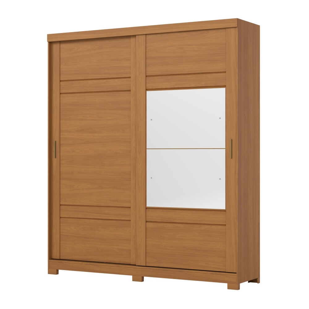ROPERO VERGGO 2 PUERTAS 3 CAJONES INTERNOS CON ESPEJOS GUARDARROPA CLOSET ARMARIO COLOR MADERA