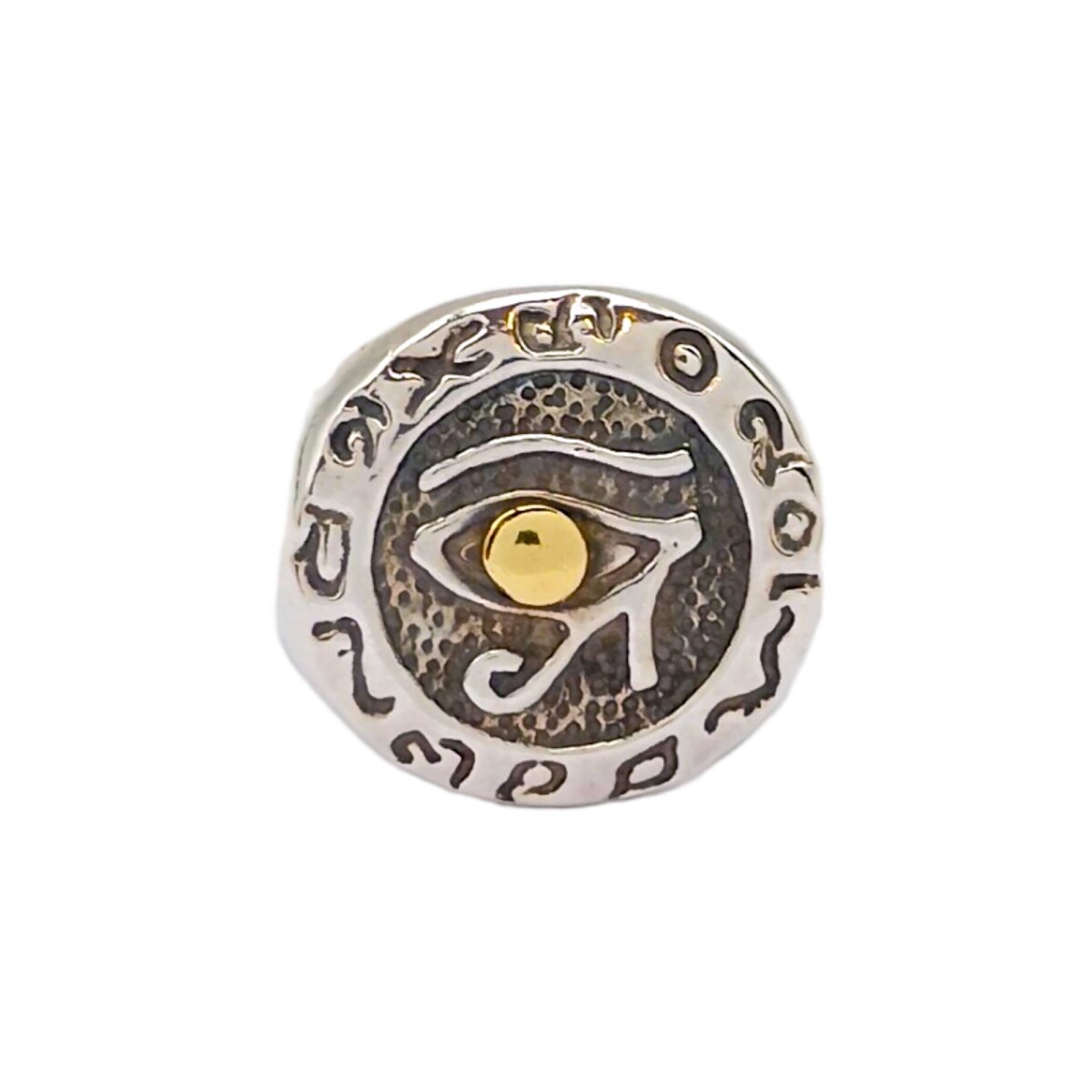 Anillo Ojo de Ra -Plata y Oro-Sin Piedra-AN5036 - sinpiedra 