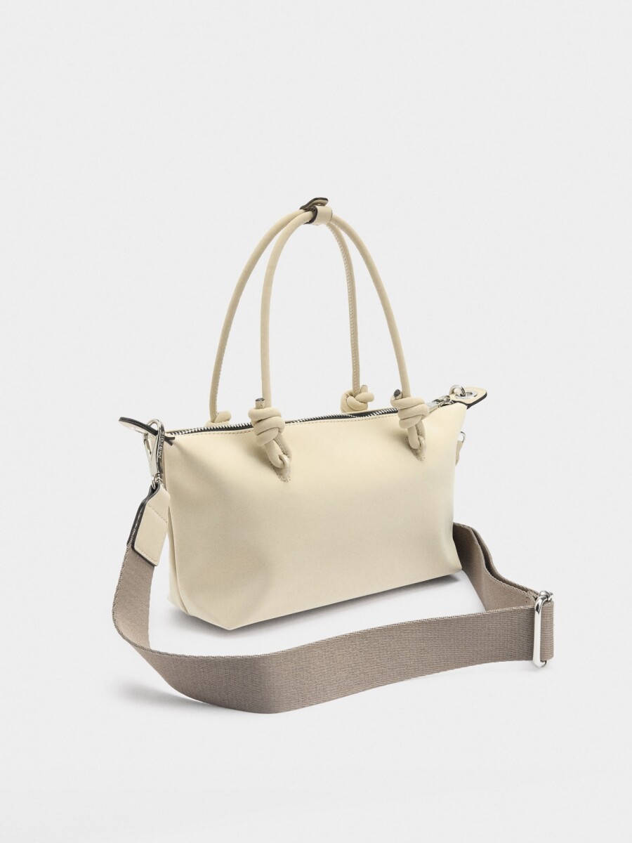 Bolso Tote Textura Suave Con Colgante S crudo