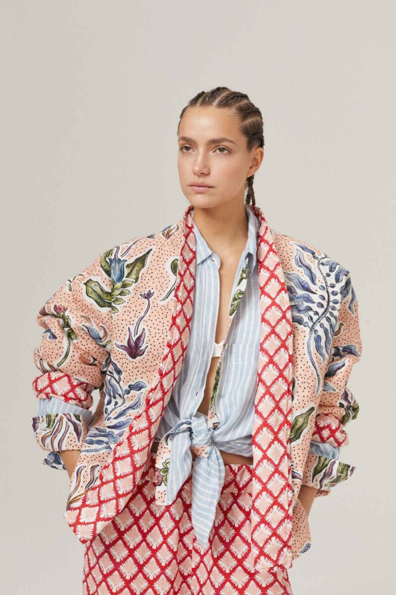 Oak Reversible Linen Jacket Estampado