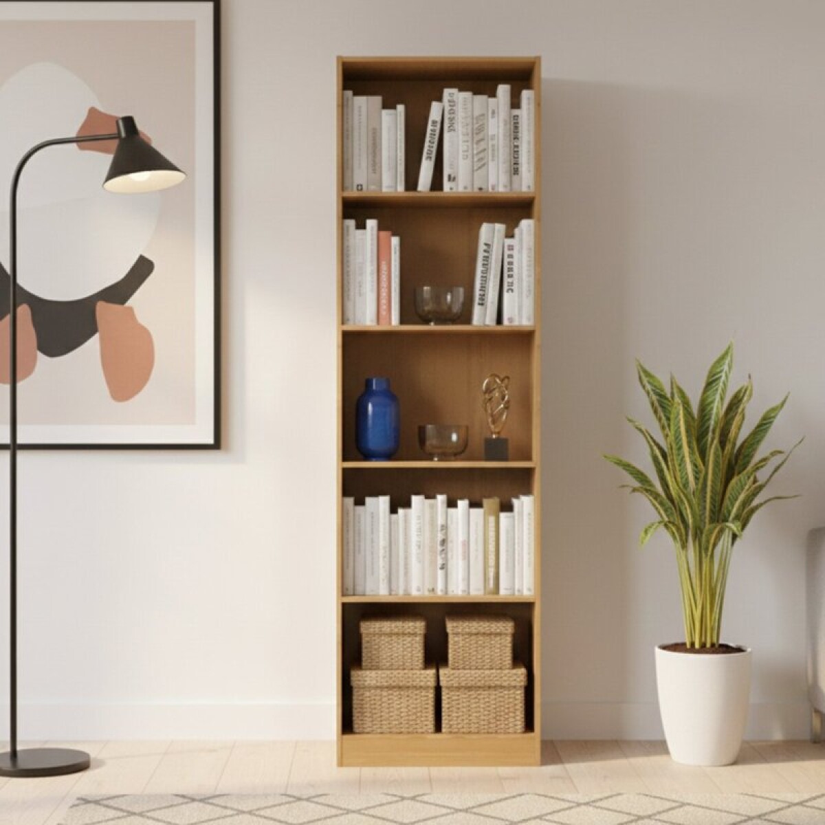 Estanteria ANITA biblioteca multiuso con 4 Estantes 47,9 x 170 x 27,5 cm - Freijo 