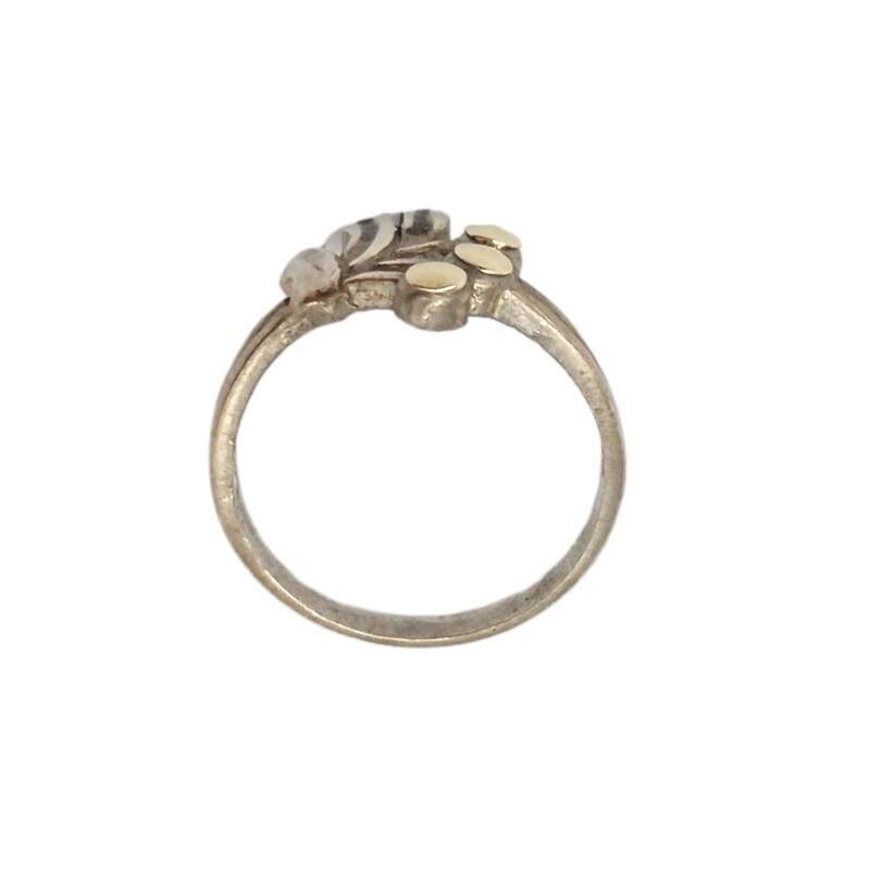 Anillo Flor-Plata y Oro-Sin Piedra-AN5015 sinpiedra