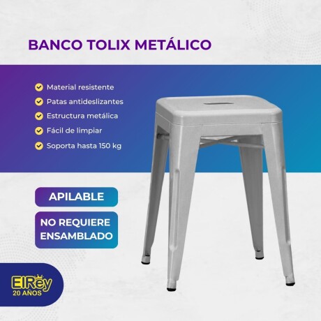 Banco Taburete Metálico Tolix Calidad Cocina Jardín Gris