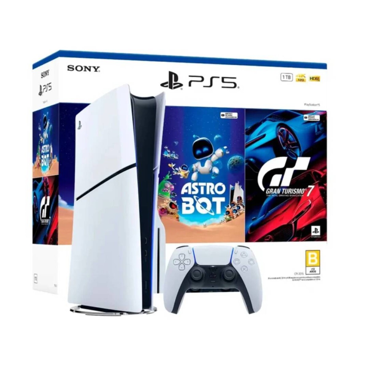 Consola PlayStation 5 Digital y C/Lectora Astro Bot y Gran turismo 7 - Blanco/Negro 