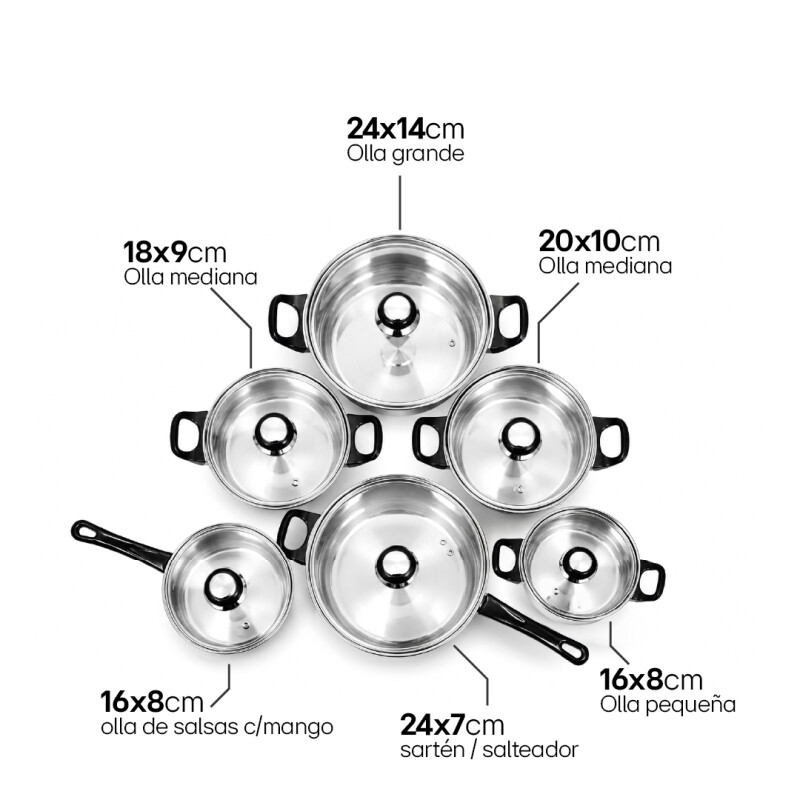 JUEGO DE BATERIA FLORIA ACERO INOXIDABLE 12 PIEZAS Juego De Bateria Floria Acero Inoxidable 12 Piezas