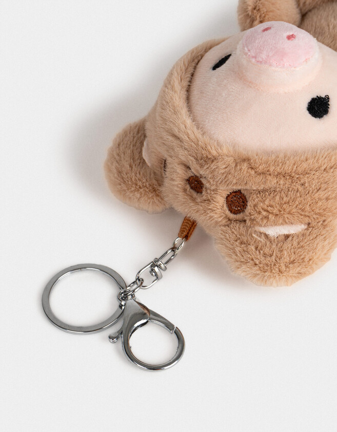 Llavero Peluche Llavero Y Charm De Peluche De Cerdito - Marron Beige