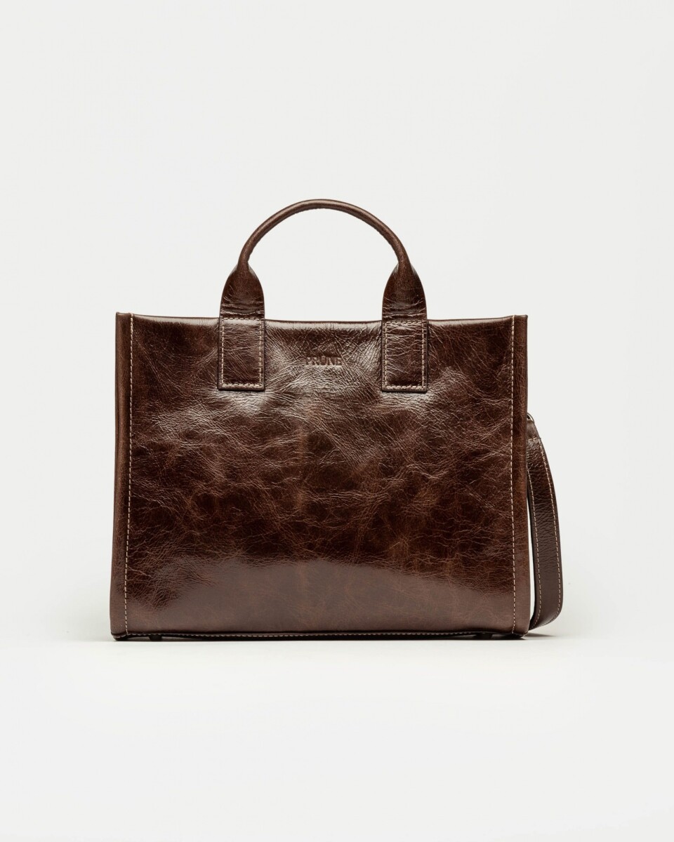 Cartera de mano Capri en cuero arrugado - Marron 