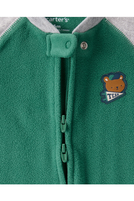 Pijama una pieza de micropolar, con pie, estampa oso Sin color