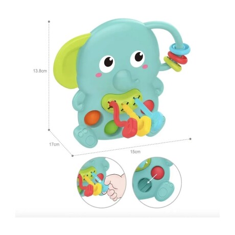 Juguete Elefante Sensorial Huanger HE0195 con Pop It CELESTE