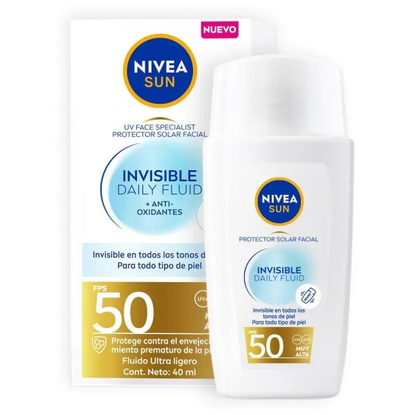 Protector Solar Facial Fluido Invisible FPS 50 40 ml – Nivea Sun Protector Solar Facial Fluido Invisible FPS 50 40 ml – Nivea Sun