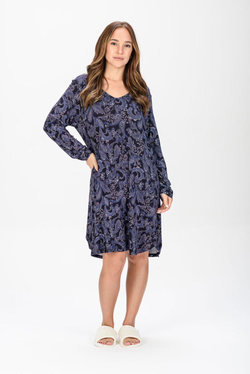 CAMISÓN ESTAMPADO - AZUL EST.ARABESCOS 