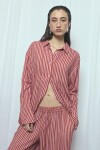 Camisa rayada manga volado PREVENTA rosa