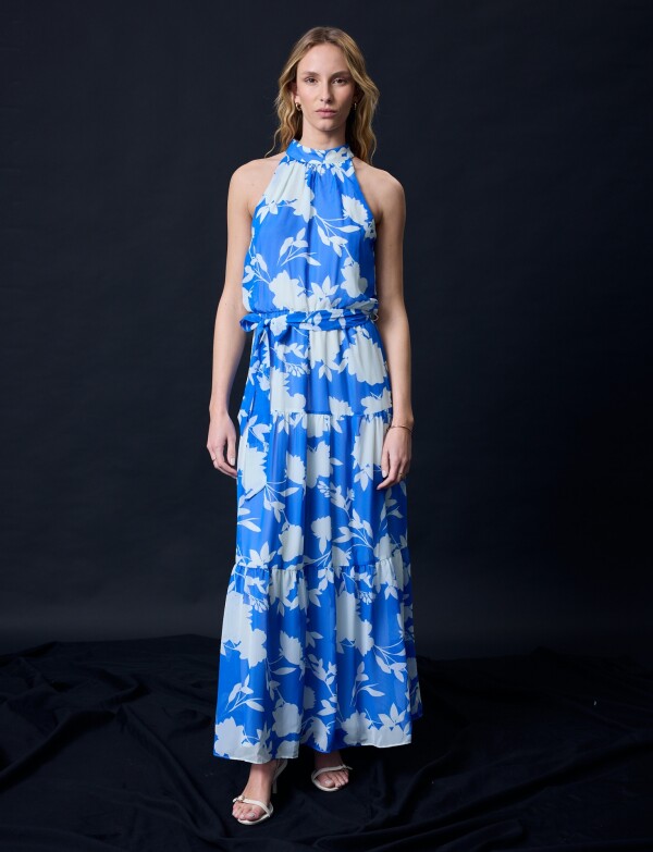 Vestido Maxi Printed AZUL/BLANCO