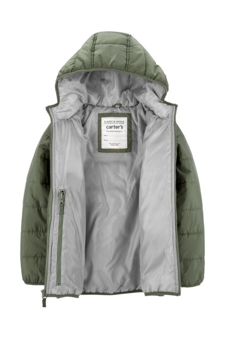 Campera resistente al agua, plegable, verde. Talles 4T-7 Sin color