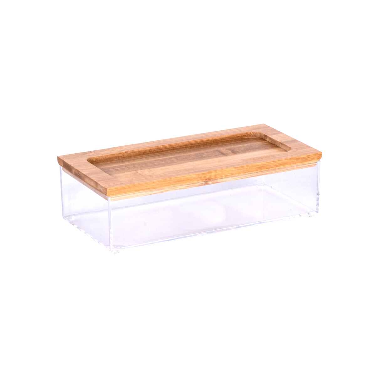 CAJA ORGANIZADORA - BAMBU TRANSPARENTE C/TAPA 