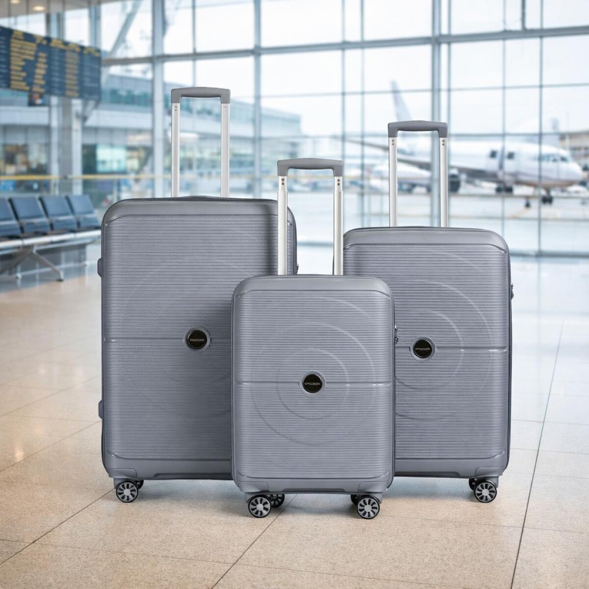 Set de Valijas Rígidas de Polipropileno x3 - Gris 