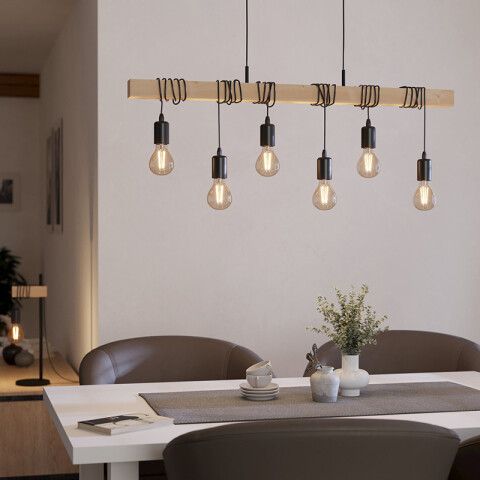 Lámpara colgante madera portal. negro TOWNSHEND EG6246