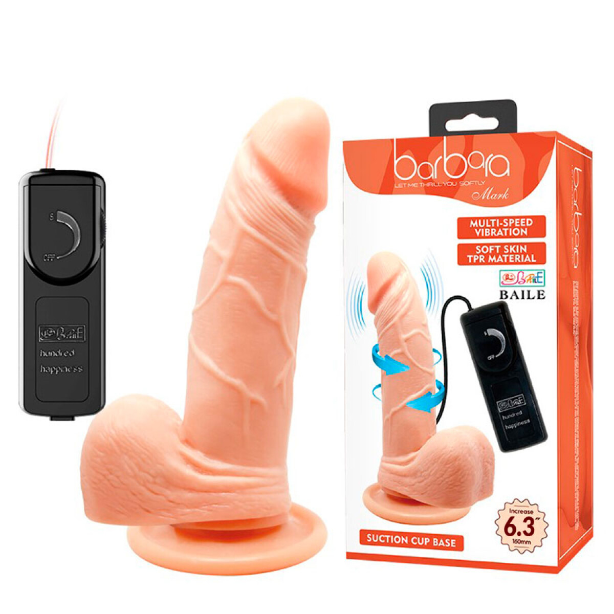 Vibrador Multispeed con Ventosa Barbara 16 cm 