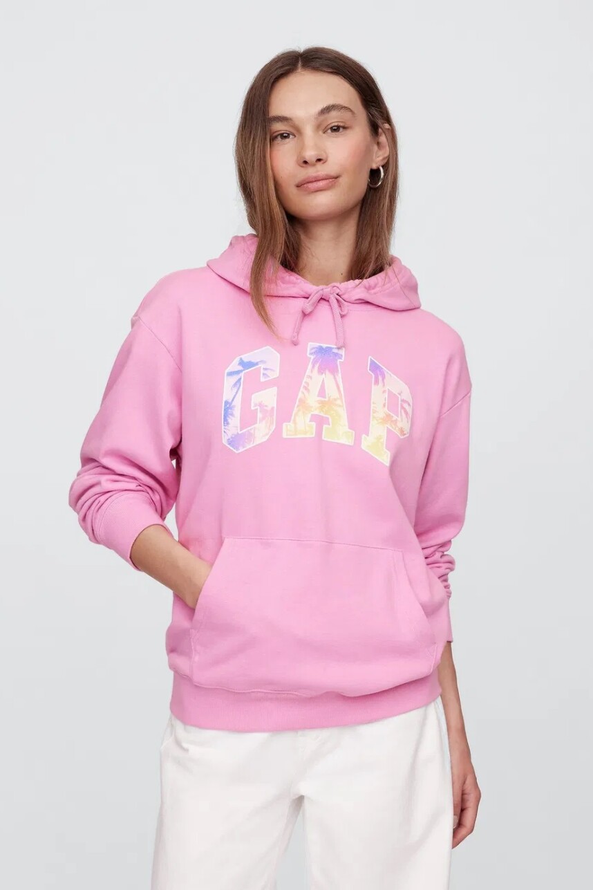 Buzo Canguro Logo Gap Sin Felpa Mujer Sugar Pink