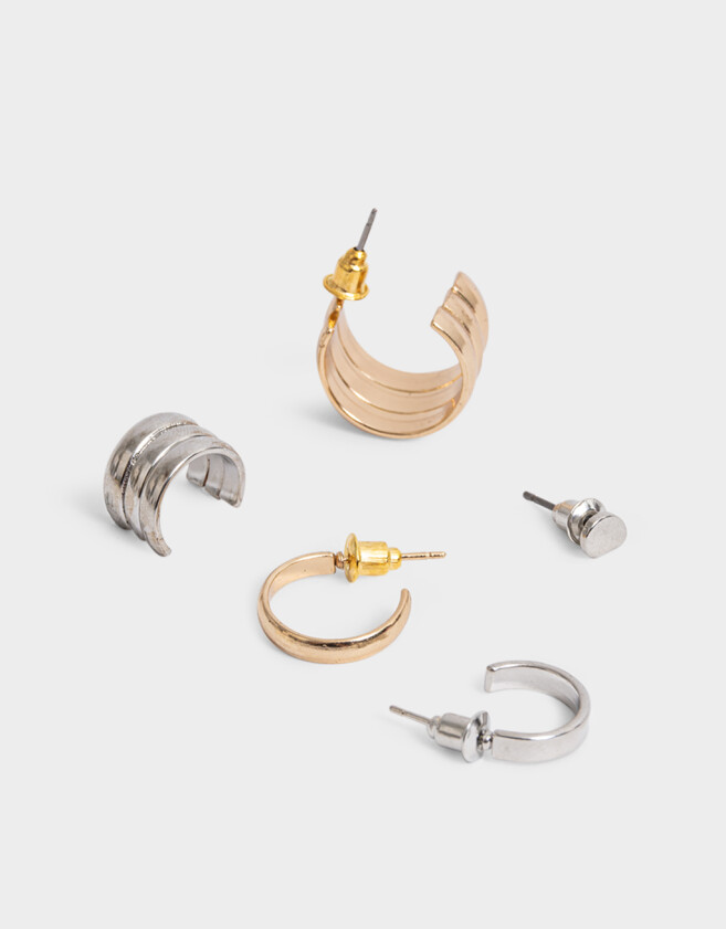 Bijou Cuff De metal Set De Aros Combinados - Combinacion Bicolor