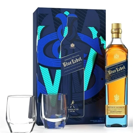JOHNNIE WALKER BLUE LABEL 750ML + 2 VASOS 001