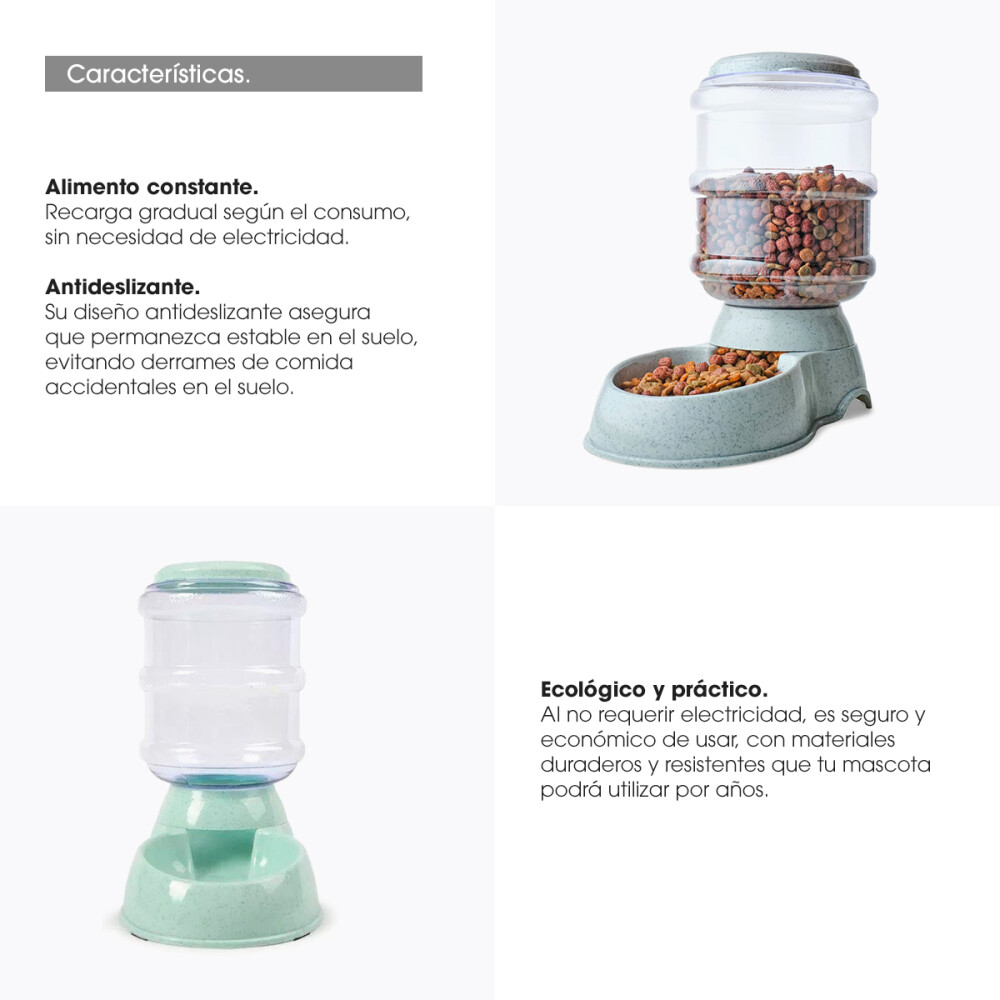 Comedero Automatico Dispenser Alimento Para Perros Gatos Color gris