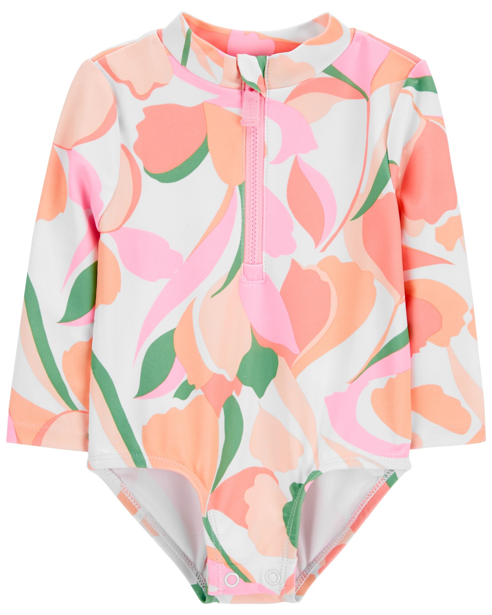 Malla de baño una pieza manga larga con protección UPF 50+ diseño floral Sin color