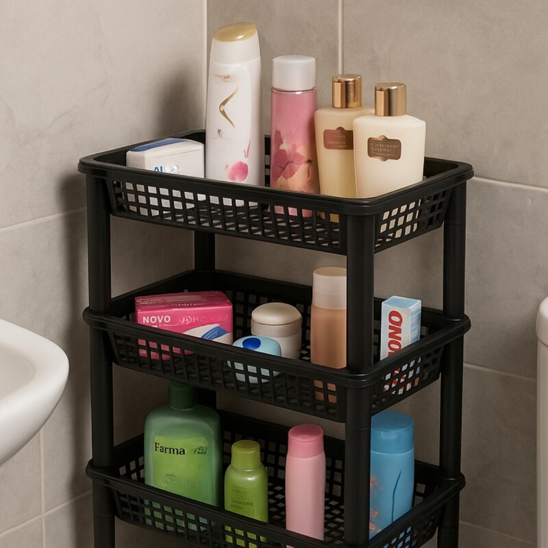 Estantería plástica 4 estantes NEGRO