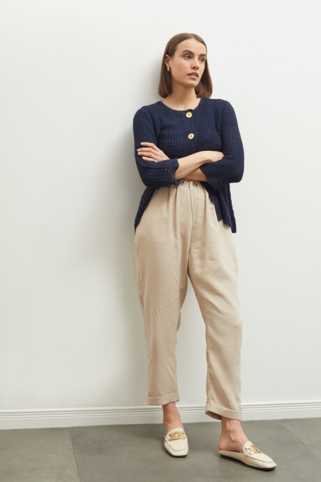 Cardigan con calado azul marino