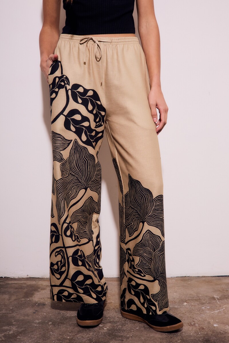 Pantalon Con Lino Print