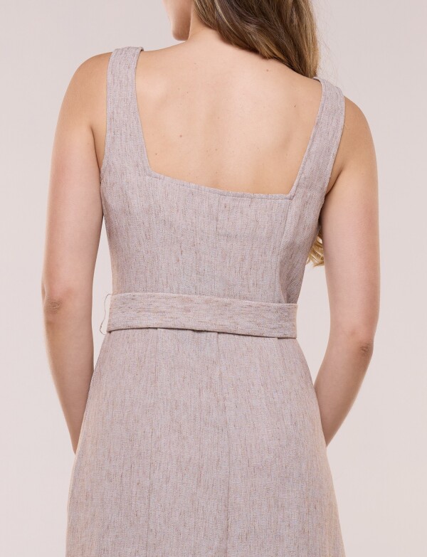 Vestido Midi Camisero Con Cinto TOSTADO