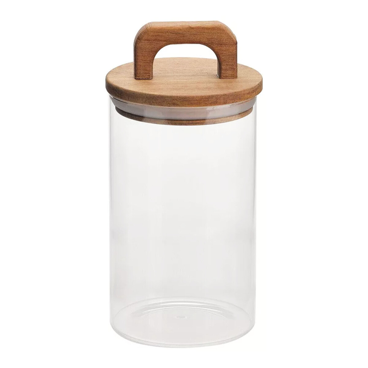 Frasco Tarro Recipiente en Vidrio y Tapa Madera c/Asa 1500Ml - Transparente 