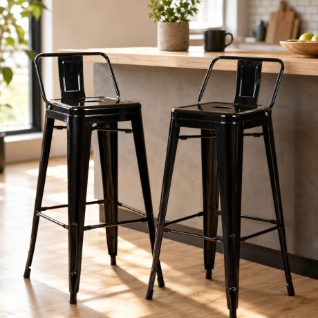 Set X2 Banqueta Tolix con respaldo NEGRO MATE