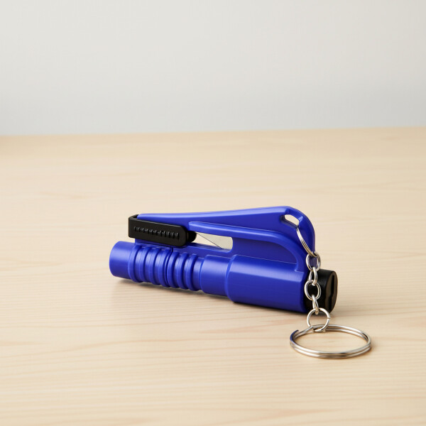 Mini Martillo Seguridad Autos Llavero Rompe Vidrios Ventanas Color Azul
