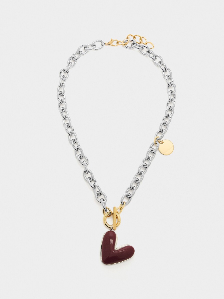 Collar De Eslabones Corazón - azul 