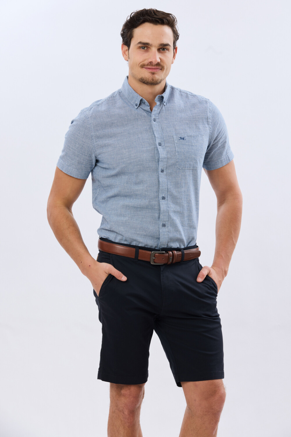 BERMUDA CLASICA CON ELASTANO Azul