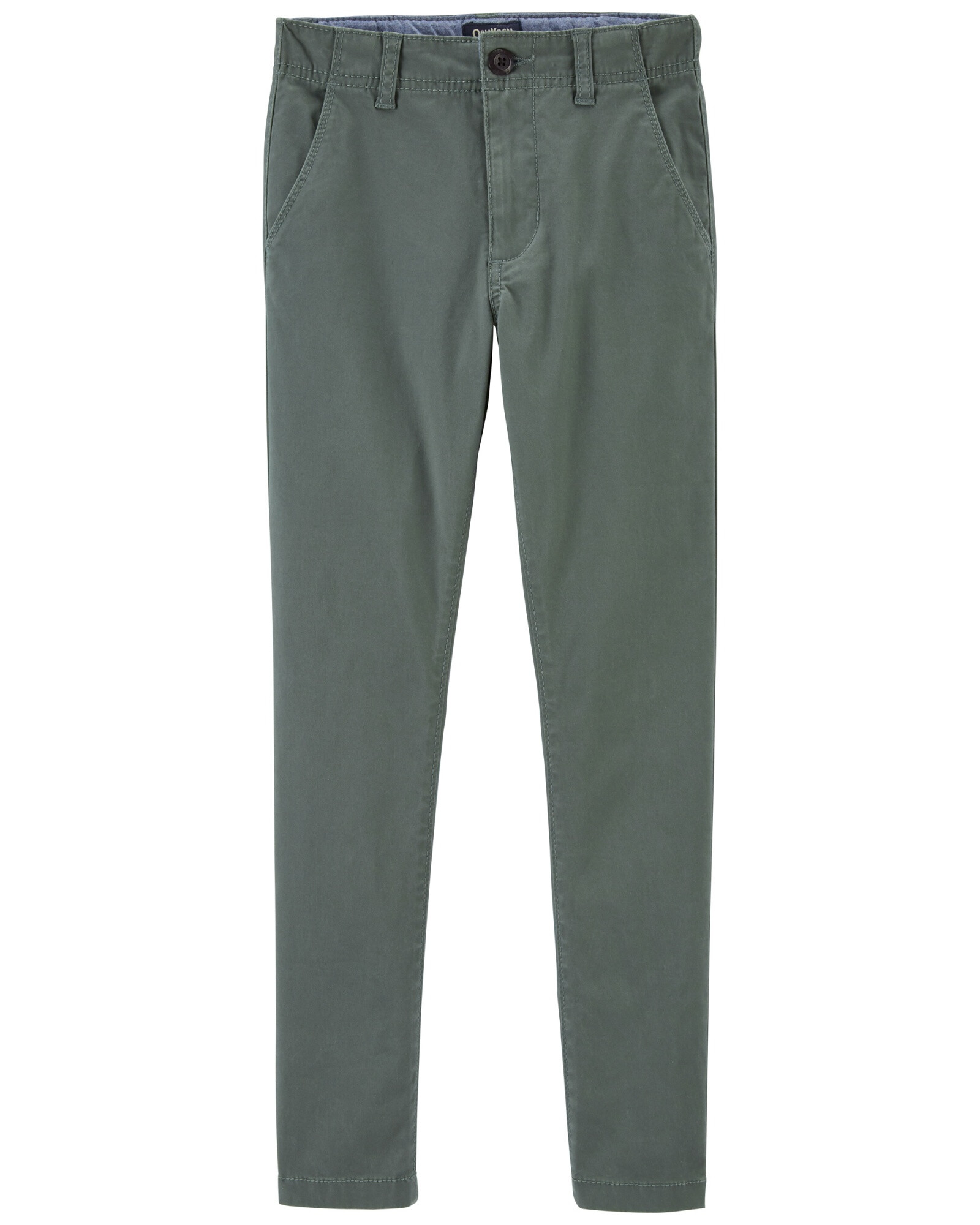 Pantalón de algodón, ajustado, verde Sin color