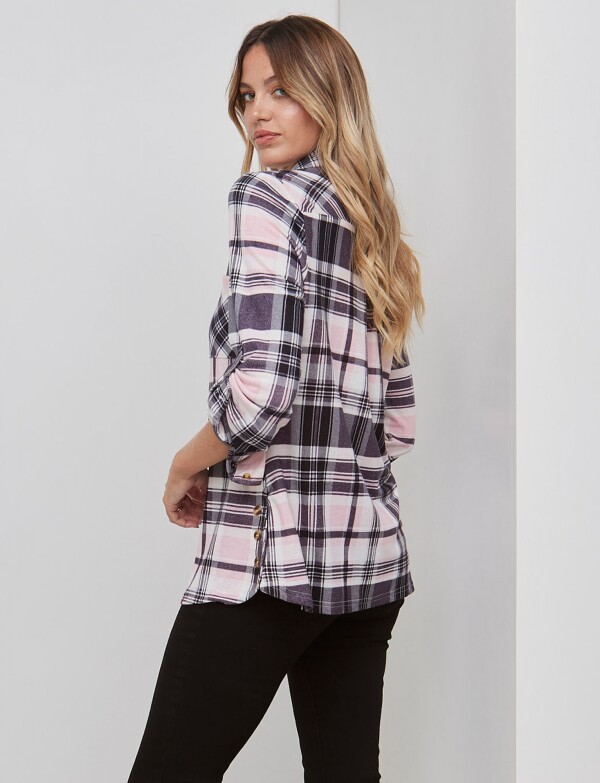 Camisa Soft Cuadros NEGRO/ROSA