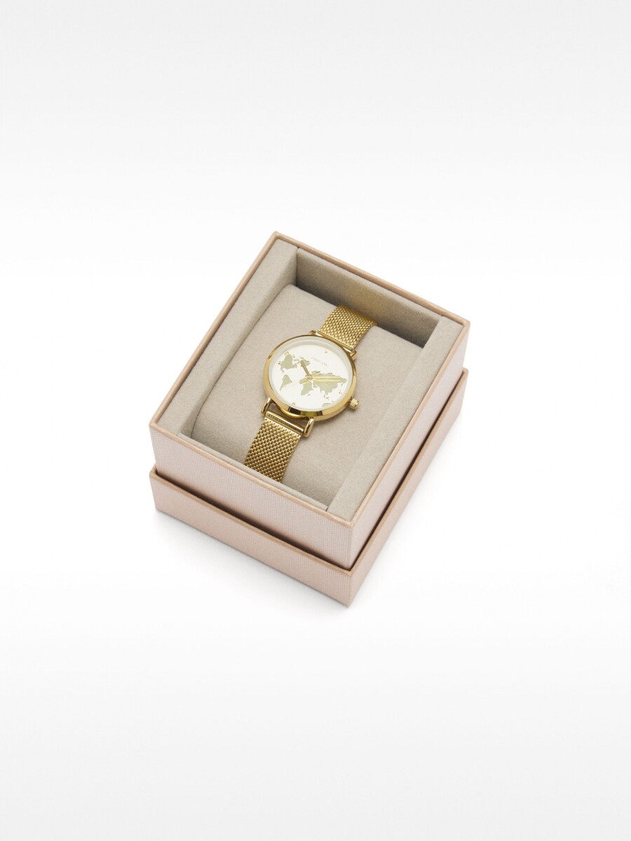 Reloj De Esfera Mapamundi bicolor