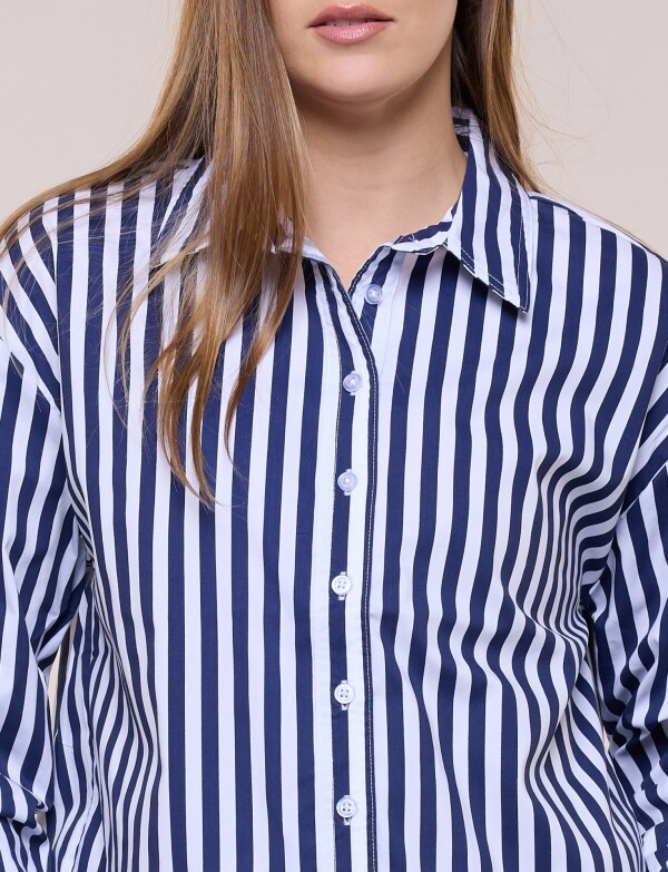 Camisa Crop Lineas AZUL/BLANCO