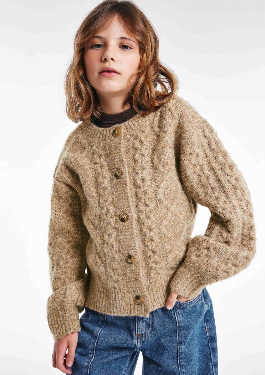 CÁRDIGAN DE PUNTO TRENZADO - BEIGE 