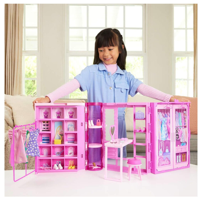 Barbie Dream Closet con muñeca de moda, ropa y accesorios, 91 cm de ancho Barbie Dream Closet con muñeca de moda, ropa y accesorios, 91 cm de ancho