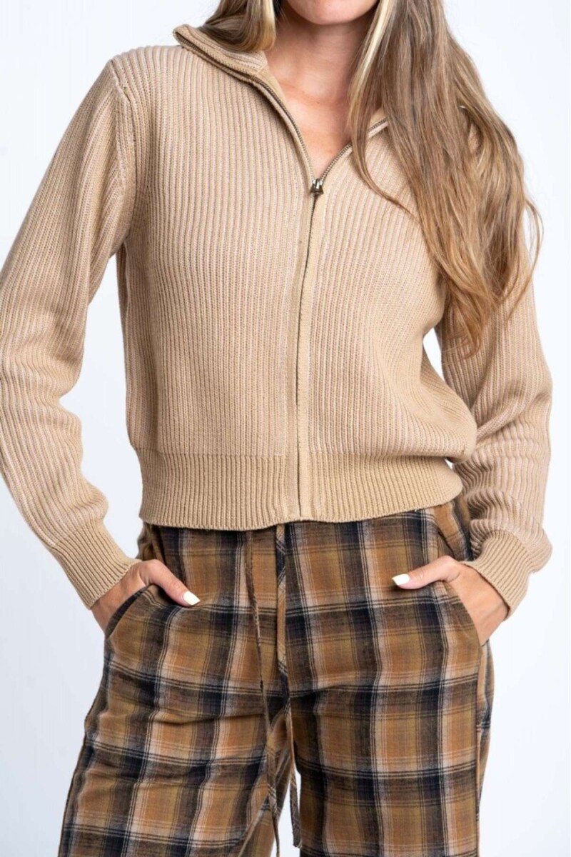 Campera Tejida Algodon - Arena 