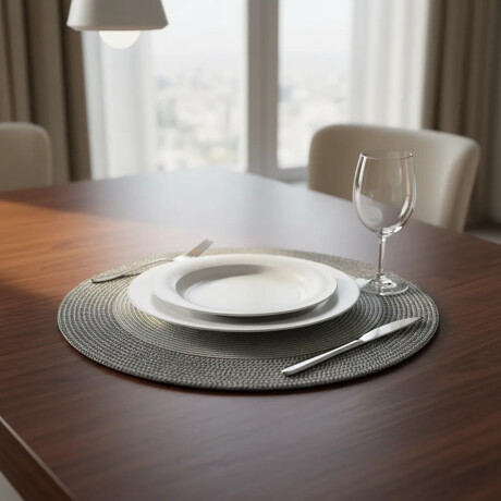 Mantel Individual Diseño Glow Redondo en PP Ø38Cm Paramount Plateado