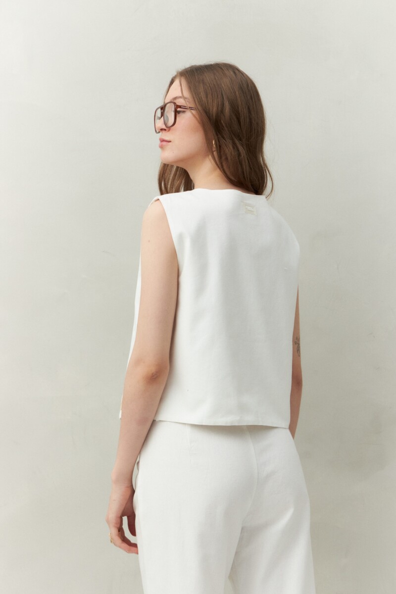 CHALECO BORDADITO Crudo