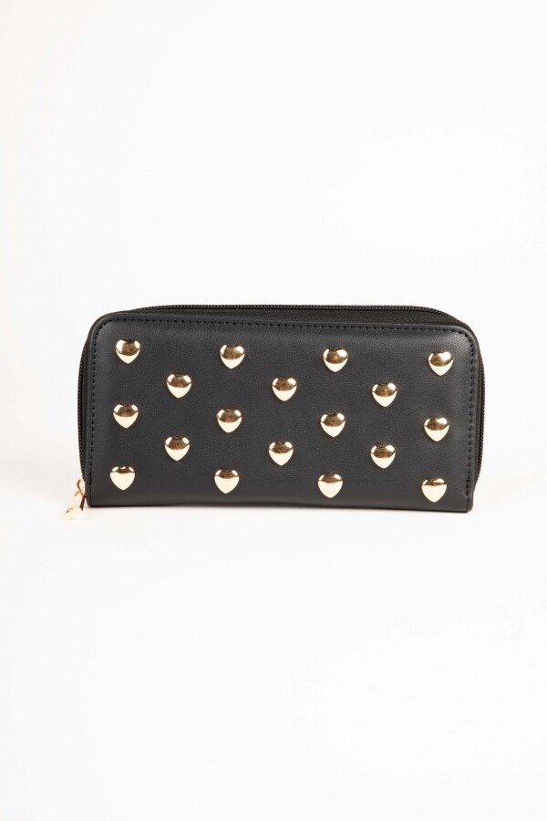 BILLETERA HEART STUD Negro